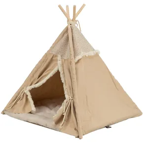 Tipi BOHO mit Kissen, 55 x 65 x 44 cm, Baumwolle, beige